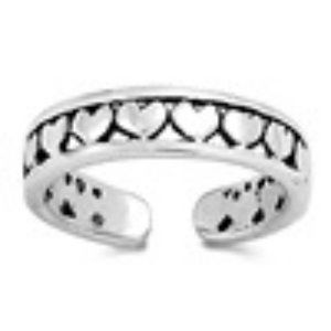 925 Sterling Silver Heart Design Toe Ring (New)